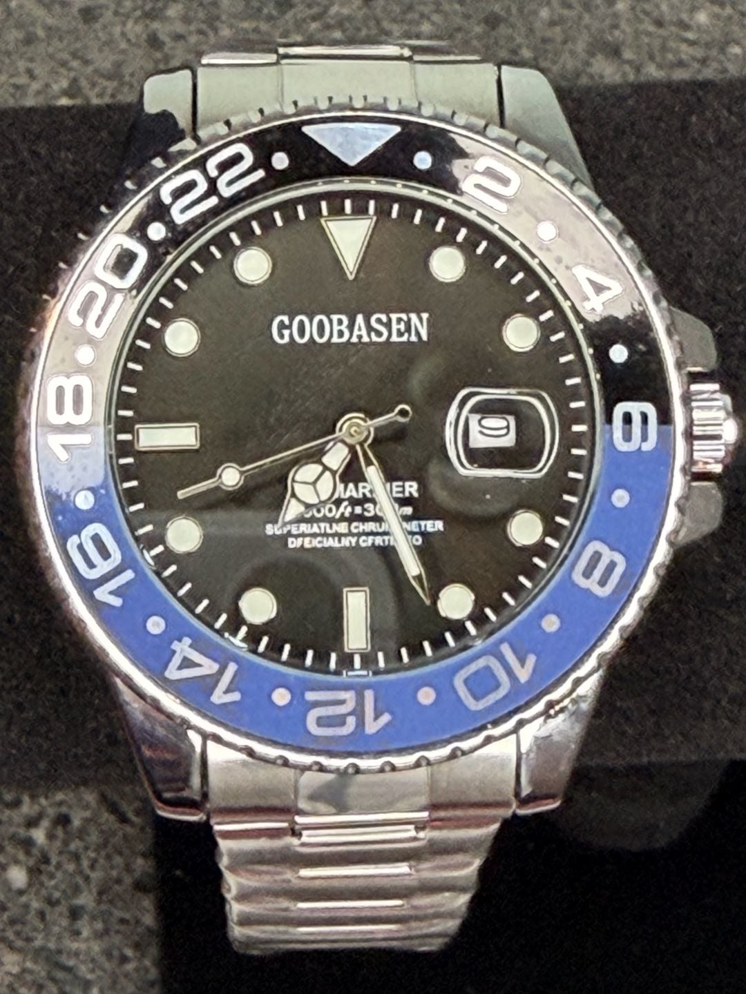 Goobasen GmtMaster Homage Watch Blue And Black Ceramic Bezel